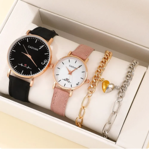 4pcs Montre Couple Bijoux Sophistiqué Et Élégant