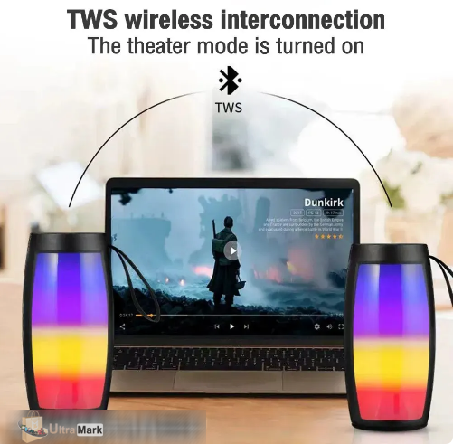 Haut-parleur Bluetooth portable, lumières LED, prend en charge la clé USB et carte memoir