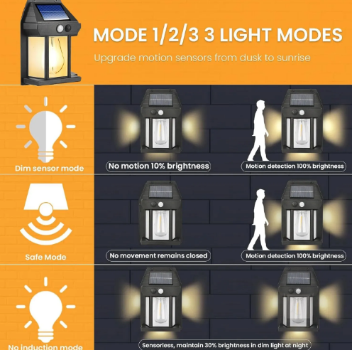 Applique Murale Solaire avec Capteur de Mouvement, Éclairage d'Extérieur