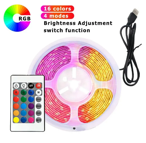 Bande lumineuse LED avec télécommande, lumières RVB, USB 10m
