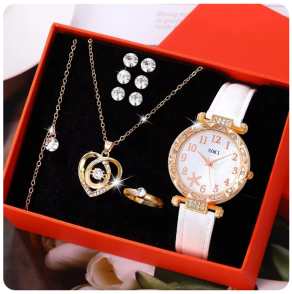 Montre-bracelet analogique avec bracelet en cuir pour femme, ensemble de 10 pièces