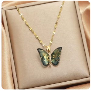 collier simple et élégant, pendentif en acier au titane, 1PC