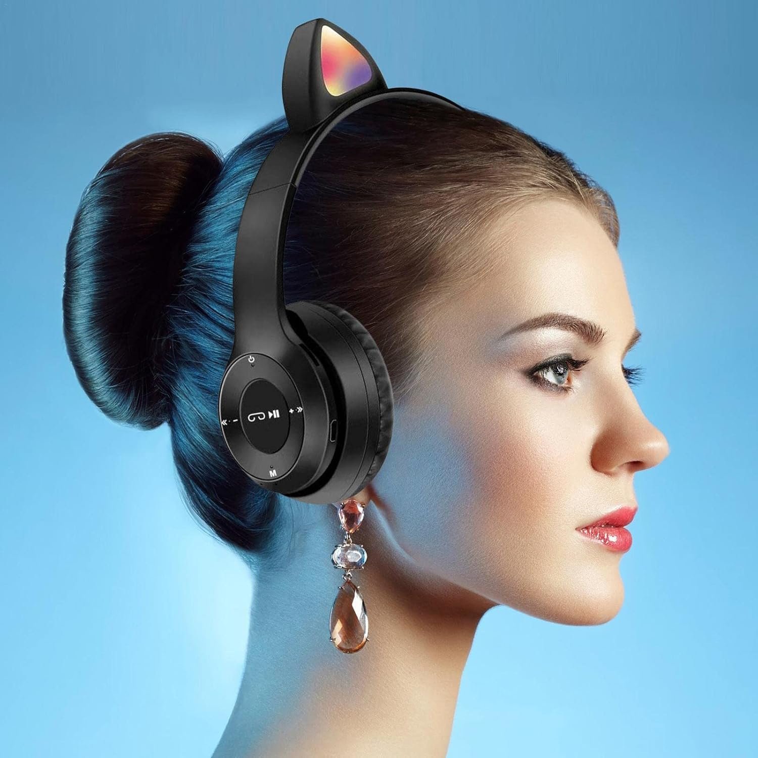 Casque Bluetooth sans fil avec lumière LED, écouteurs antibruit étanches, écouteurs Gamer Cat, P47M