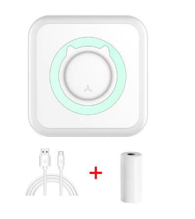 Mini imprimante thermique sans encre de poche portable, sans fil, +5 pièces de papier blanc