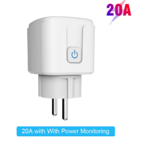 Tuya-Prise intelligente WiFi avec surveillance de l'alimentation, Smart Life, télécommande, prise en charge de Google Assistant, Alexa, EU16A, 20A