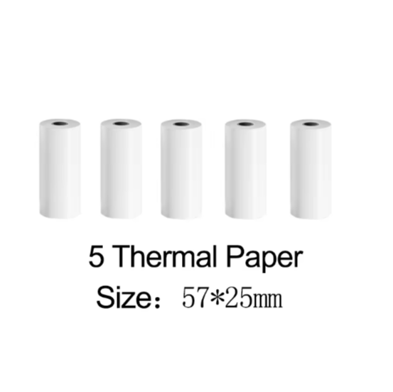 Mini imprimante thermique sans encre de poche portable, sans fil, +5 pièces de papier blanc