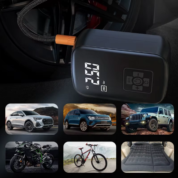 Pompe à air portable sans fil, utilisée pour gonfler la voiture, la moto et le vélo