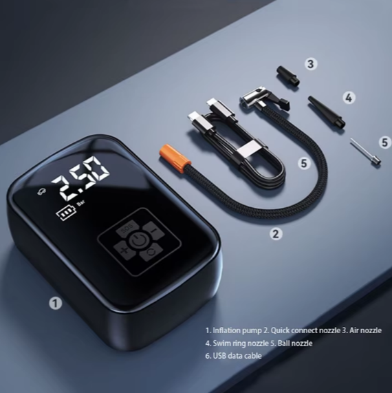 Pompe à air portable sans fil, utilisée pour gonfler la voiture, la moto et le vélo