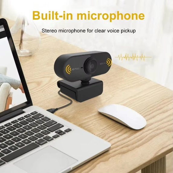 Caméra HD 1080p avec microphone intégré, pour ordinateur