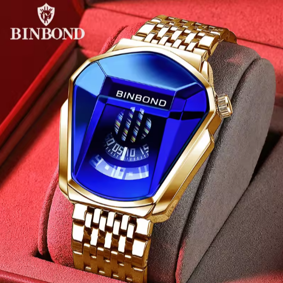 BINBOND-Montre-bracelet à quartz en acier inoxydable pour homme, marque de luxe supérieure, tendance cool