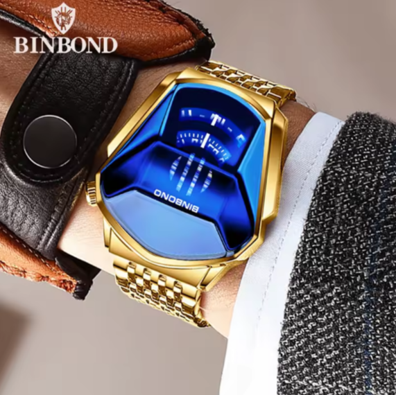 BINBOND-Montre-bracelet à quartz en acier inoxydable pour homme, marque de luxe supérieure, tendance cool