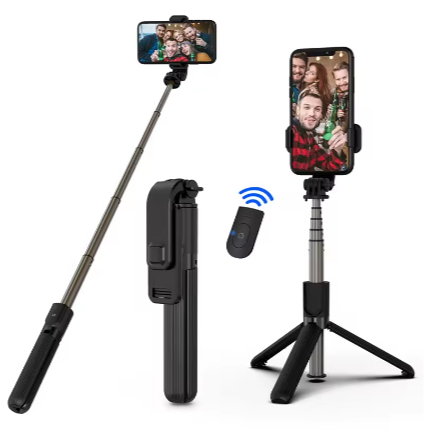 Trépied perche à selfie sans fil Bluetooth H1 Longueur 70cm, support de téléphone pour voyage en plein air, 3 en 1