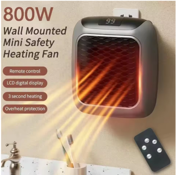 Mini chauffage domestique avec télécommande, chauffage thermique mural, chauffage électrique en céramique PTC, 800W
