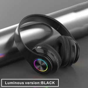 Casque sans fil lumineux avec lumières LED colorées, design confortable et pliable, adapté aux tablettes, ordinateurs, téléviseurs et téléphones, parfait comme cadeau de voyage d'anniversaire.