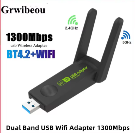 Adaptateur WiFi USB 3.0 1300Mbps double bande 2.4G 5Ghz, WiFi sans fil, récepteur de carte réseau pour PC portable