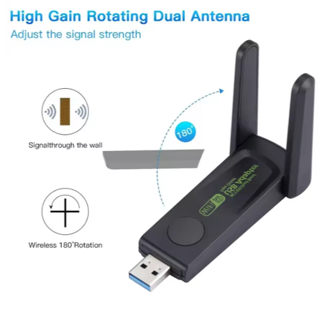 Adaptateur WiFi USB 3.0 1300Mbps double bande 2.4G 5Ghz, WiFi sans fil, récepteur de carte réseau pour PC portable