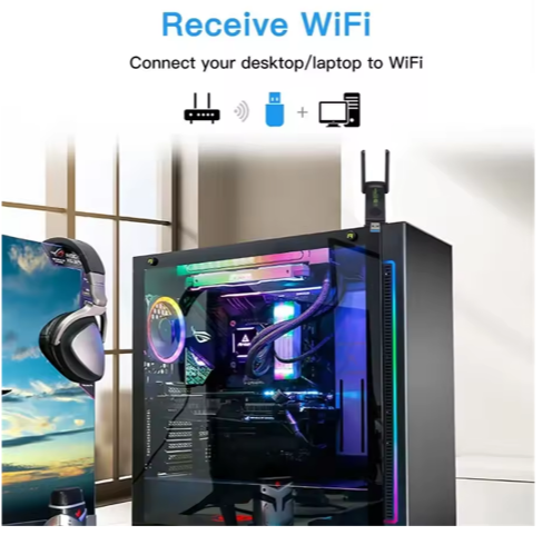 Adaptateur WiFi USB 3.0 1300Mbps double bande 2.4G 5Ghz, WiFi sans fil, récepteur de carte réseau pour PC portable