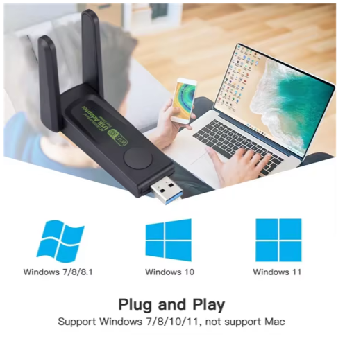 Adaptateur WiFi USB 3.0 1300Mbps double bande 2.4G 5Ghz, WiFi sans fil, récepteur de carte réseau pour PC portable