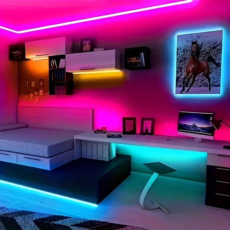Bande lumineuse LED RGB 10 mètre, 5V basse tension, alimentée par USB, capteur infrarouge, couleur et luminosité réglables