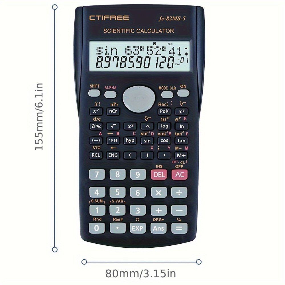 Un calculateur scientifique multifonction A CTIFREE FC-82MS avec 240 fonctions, affichage à double ligne