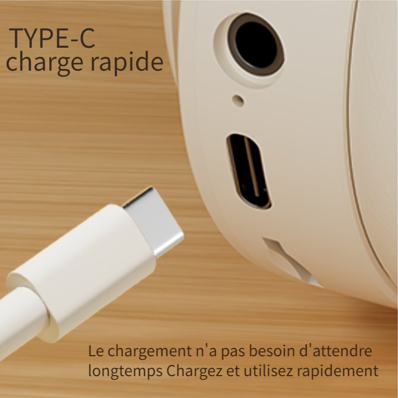 Casque Sans Fil pliable avec Micro , Carte memoire , USB type C