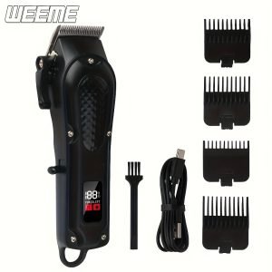 Tondeuse WEEME pour hommes, professionnelle sans fil rechargeable par USB avec affichage LED avec batterie lithium 1500mAh