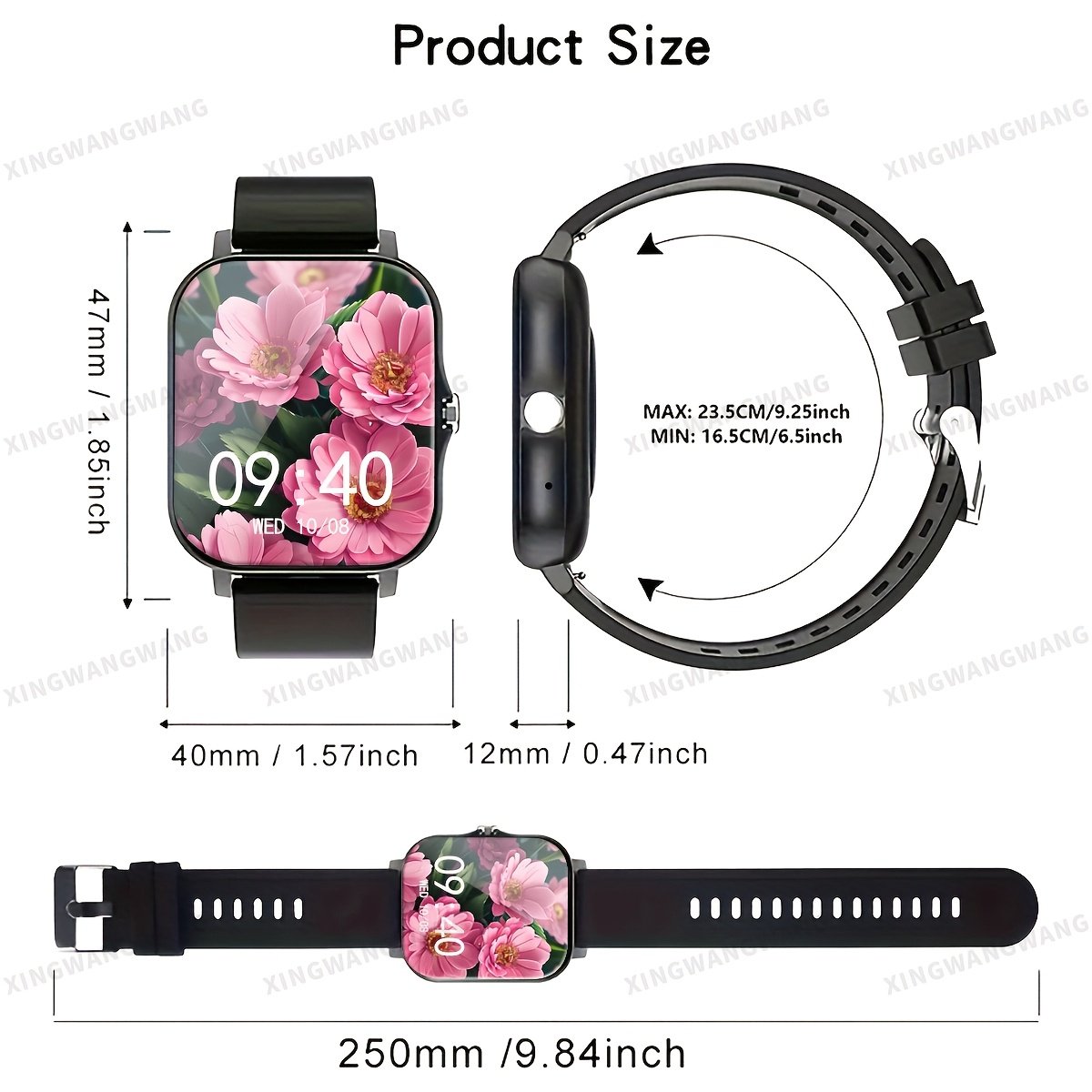 montre intelligente à écran tactile de 4,6 cm pour hommes et femmes, batterie de 180 mAh