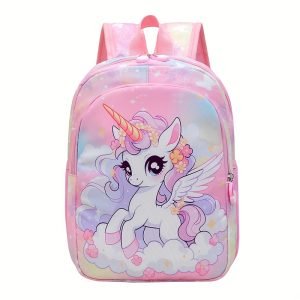 Sac à dos licorne pour les petites filles- Léger, design pliable, pour la maternelle et primaire, sac d’école