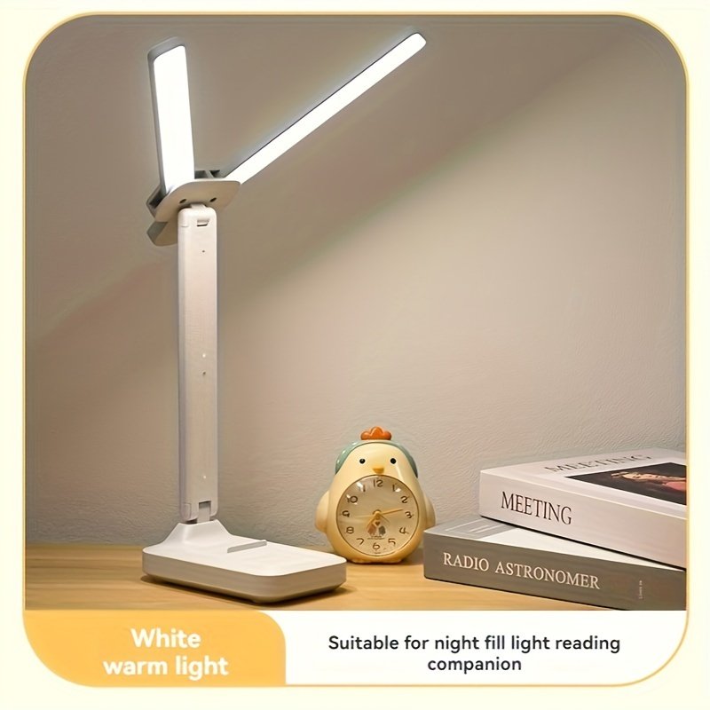 Lampe de Bureau à Double Tête Réglable avec LED, Lampe de Bureau Tactile et Dimmable, Conception Pliable pour Étude et Utilisation au Bureau - Chargement USB