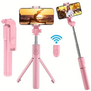 Trépied selfie avec support pour téléphone, extensible, avec télécommande sans fil, rotation à 360°, essentiel pour les voyages