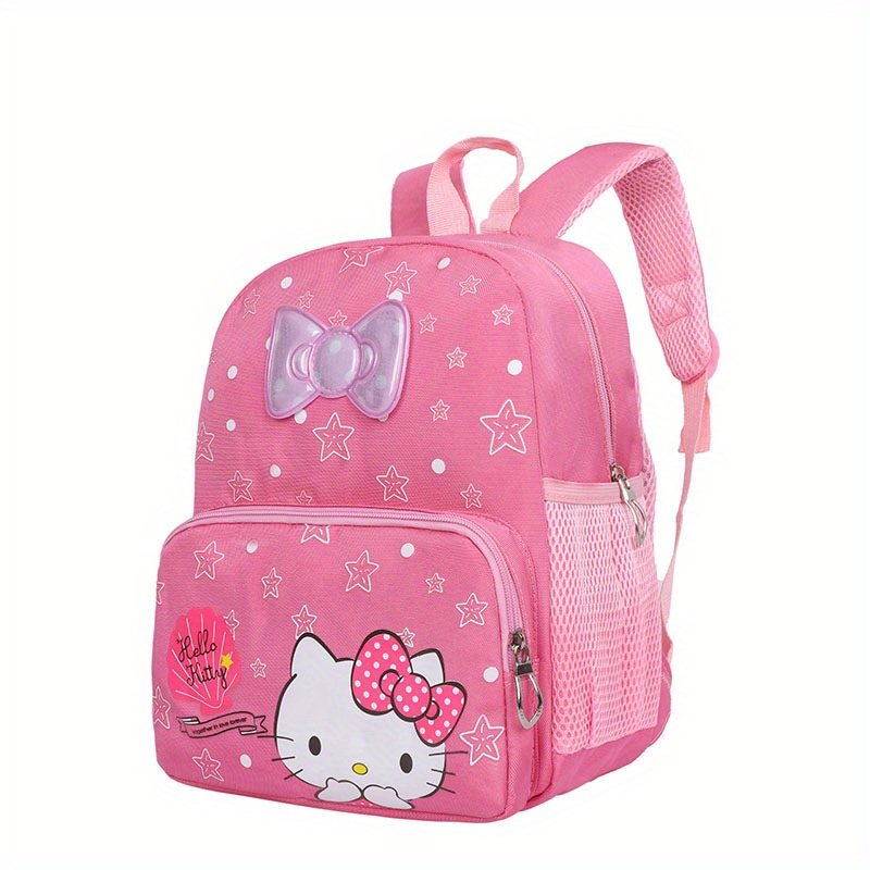 Sac à Dos Léger en Nylon Officiel Hello Kitty - Rose , Grande Capacité, pour la maternelle