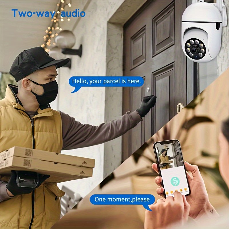 Caméra de Sécurité Intérieure JOOAN 1080P avec Vision Nocturne Couleur, Visée à 355°, Alertes de Mouvement, Audio Bidirectionnel, Montage Mural, Alimentée par USB, Compatible WiFi, Contrôle par Application - Non Étanche