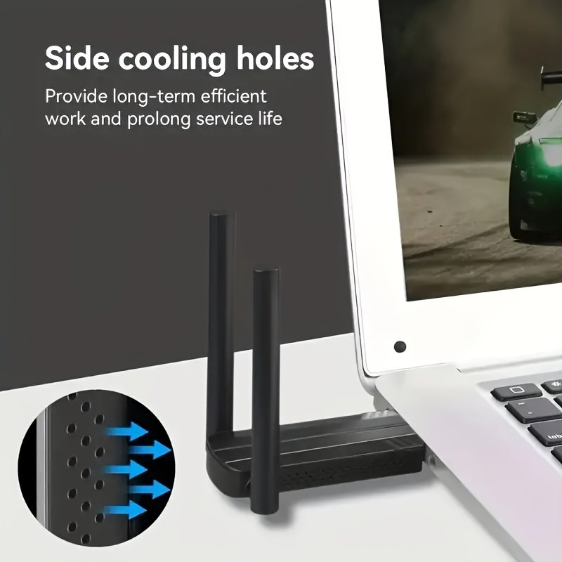 Adaptateur Wifi USB sans fil 1300Mbps 5Dbi pour PC avec antenne double bande intégrée 5.8G/2.4G, compatible avec Windows