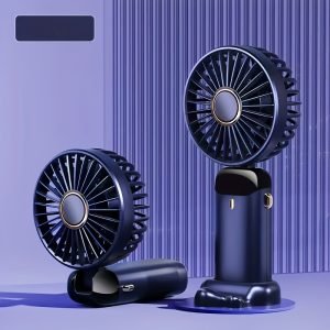 Ventilateur Pliable  avec Support pour Téléphone, Rechargeable par USB, Affichage LED à 5 Vitesses Réglables, Conception Pliable à 90°