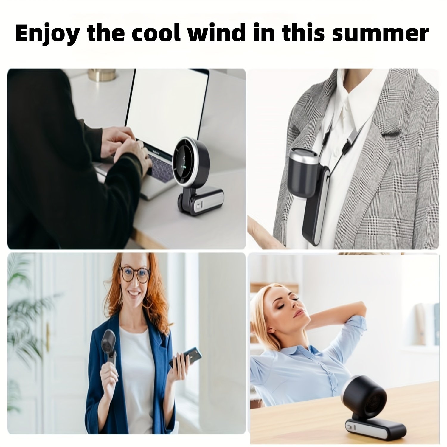 Ventilateur Portatif Pliable à Main - Rechargeable par USB, 5 Vitesses Réglables, Batterie de 3600mAh (Autonomie de 10H) pour Bureau