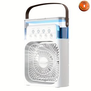 Portable Cooling Spray Humidifier Air Conditioner - 23.2cm x 16.5cm x 7.7cm | Refroidissement évaporatif efficace,  alimentation USB, climatiseur portable
