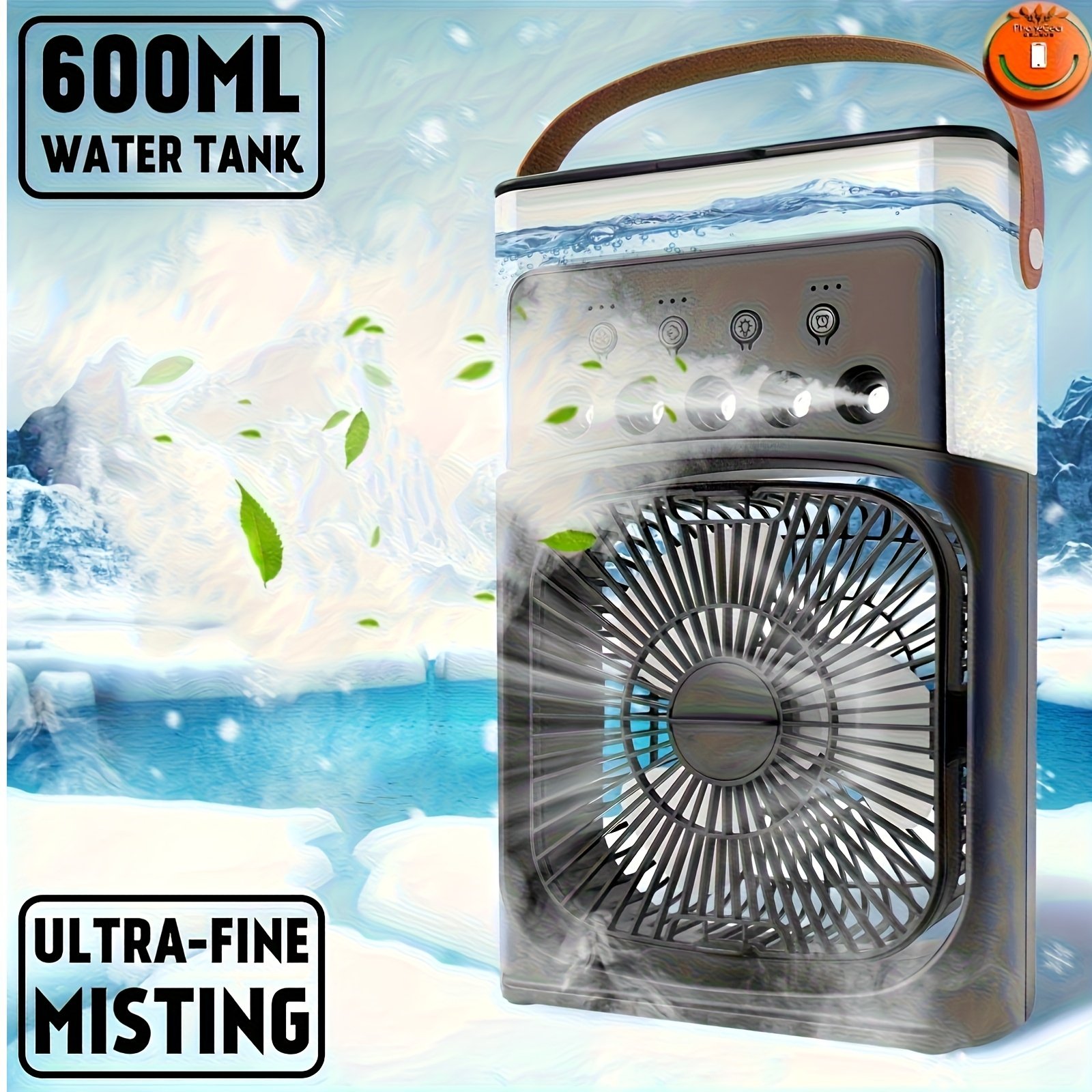 Portable Cooling Spray Humidifier Air Conditioner - 23.2cm x 16.5cm x 7.7cm | Refroidissement évaporatif efficace, alimentation USB, climatiseur portable