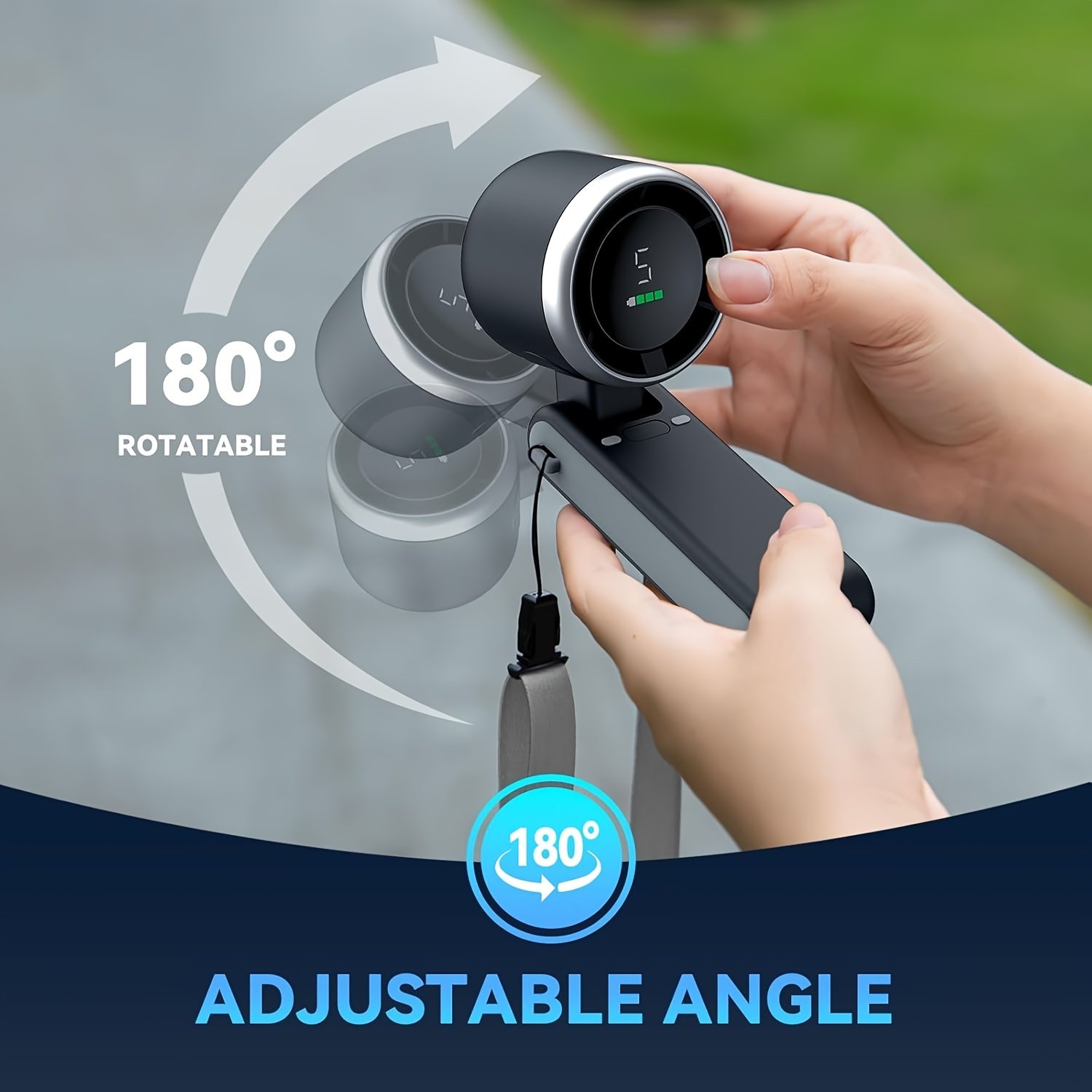 Ventilateur Portatif Pliable à Main - Rechargeable par USB, 5 Vitesses Réglables, Batterie de 3600mAh (Autonomie de 10H) pour Bureau