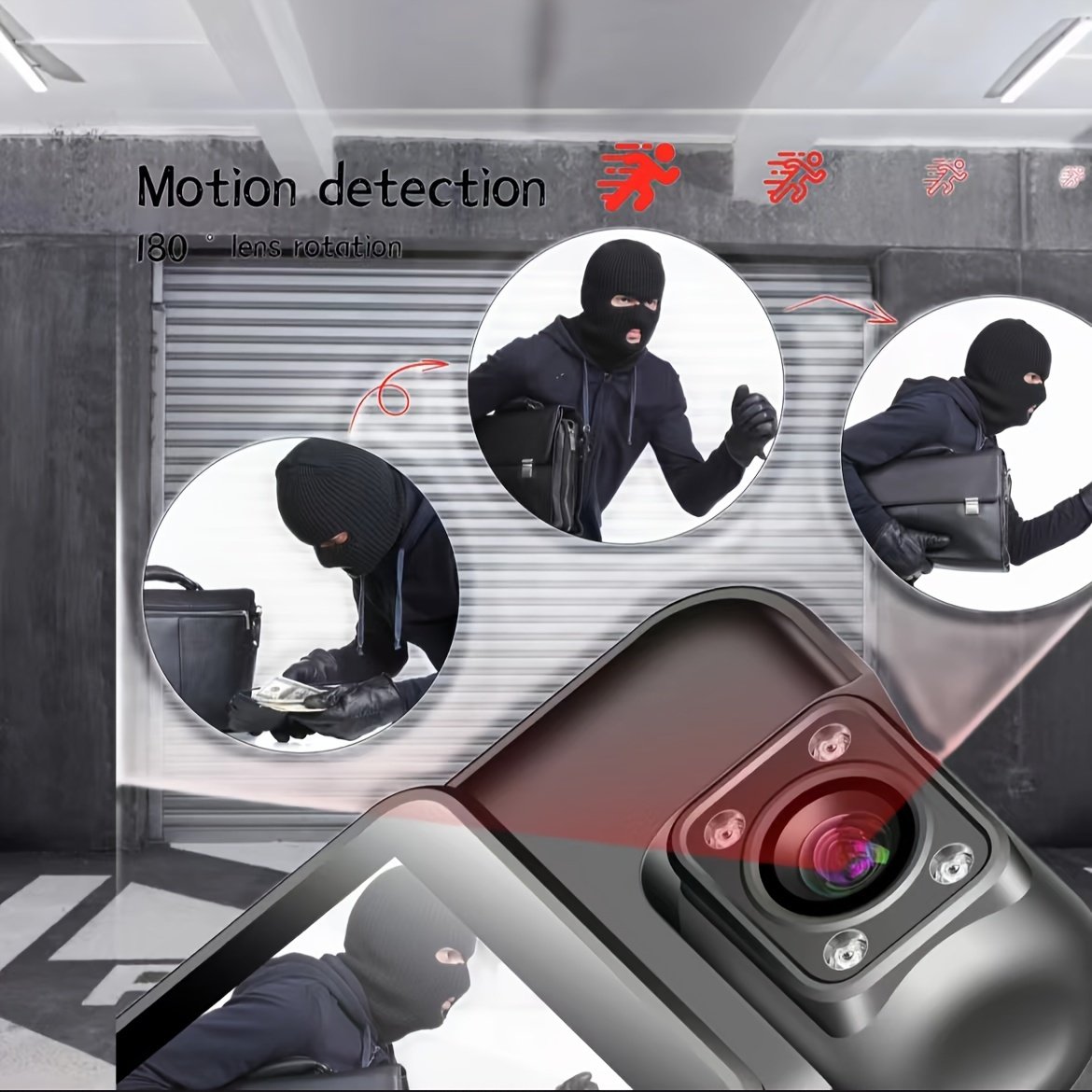 Caméra Portable Compacte 1080P avec Objectif Rotatif à 180°, Écran LCD & Vision Nocturne - Enregistreur de Poche Rechargeable par USB