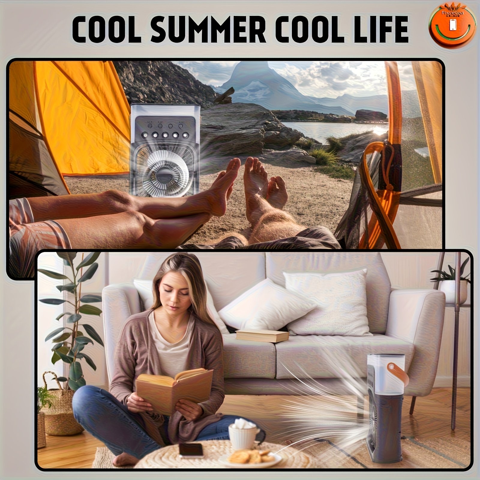 Portable Cooling Spray Humidifier Air Conditioner - 23.2cm x 16.5cm x 7.7cm | Refroidissement évaporatif efficace, alimentation USB, climatiseur portable