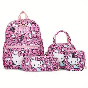 Ensemble de quatre pièces hello kitty Kulomi Backpack avec fermeture à cordon - Idéal , les voyages