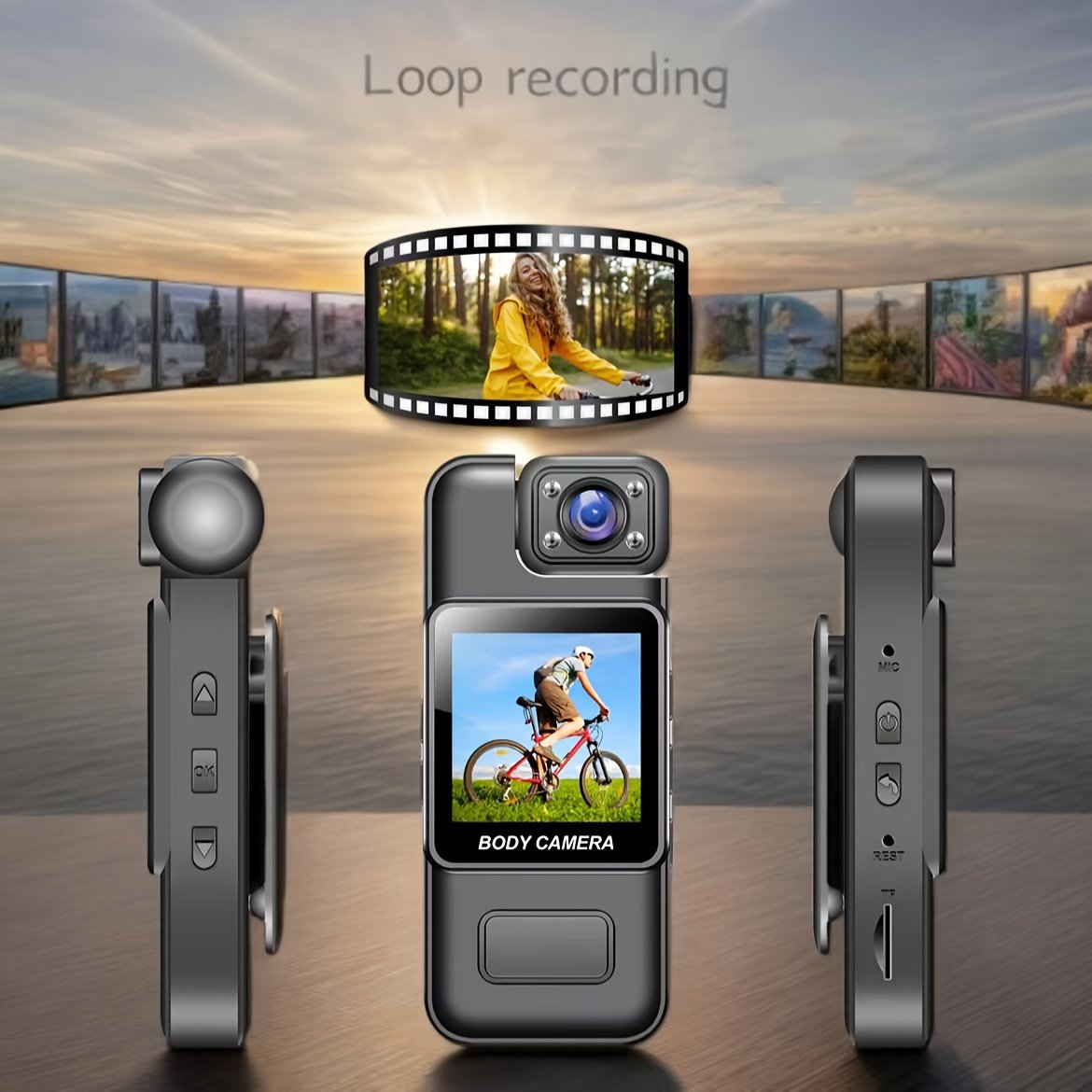 Caméra Portable Compacte 1080P avec Objectif Rotatif à 180°, Écran LCD & Vision Nocturne - Enregistreur de Poche Rechargeable par USB