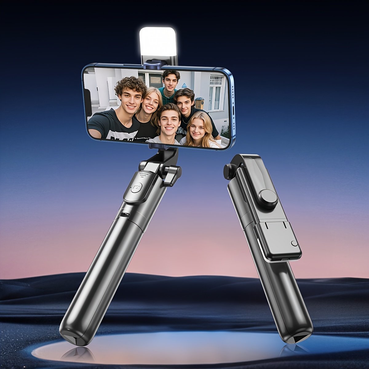 Perche à selfie réglable, 72 cm de longueur, rotatif à 360°, inclut bouton d'appui sans fil