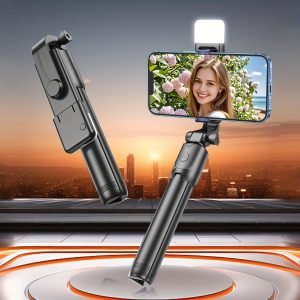 Perche à selfie réglable, 72 cm de longueur, rotatif à 360°, inclut bouton d'appui sans fil