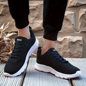 Chaussures Taille 42  de Course Unisexes LEIJOP Respirantes et Légères  ,  pour Marche, Voyage, Gym - Noir, Chaussures de Sport