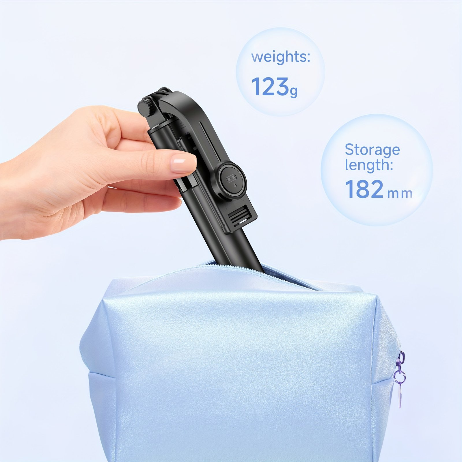 Trépied de selfie sans fil TOKQI avec télécommande, alimenté par batterie, support de téléphone extensible en acier inoxydable