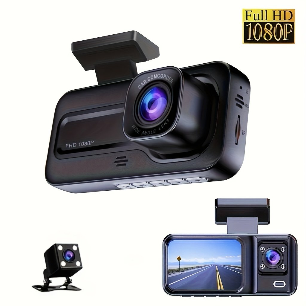 Caméra de Voiture , Enregistreur Vidéo HD 1080P Avant et 720P Intérieur/Arrière avec Vision Nocturne, G-sensor