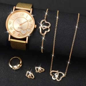 Ensemble Montre sans Boite Cœur ,  Décontractée, 6 pièces pour Femmes, Cadeaux pour Amis & Famille