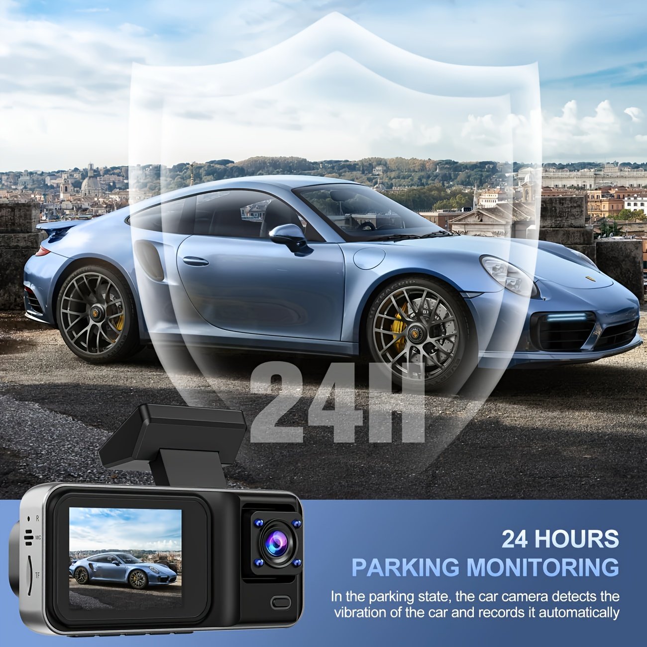 Caméra de Voiture , Enregistreur Vidéo HD 1080P Avant et 720P Intérieur/Arrière avec Vision Nocturne, G-sensor