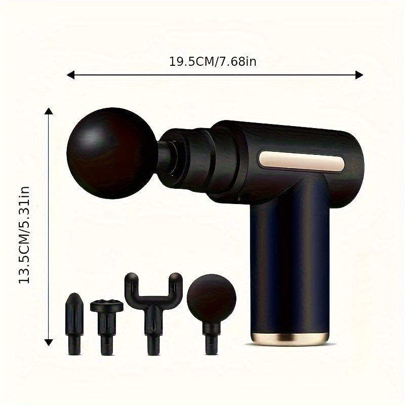 Pistolet de massage fascia électrique, livré avec 4 têtes de massage interchangeables, moteur sans balais ultra-silencieux portable à main